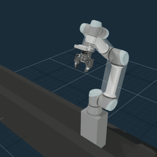 A robot arm planning collision-free motions around obstacles in the planning scene