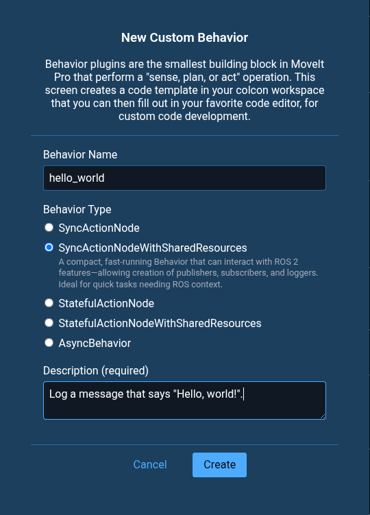 Create Behavior UI 4