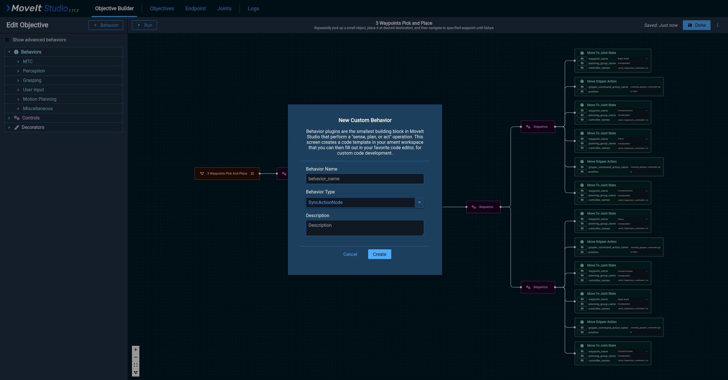 Create Behavior UI