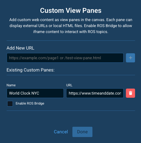 Custom view pane