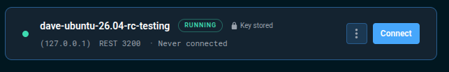 A found Runtime with a stored key, ready to connect