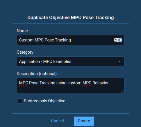 Duplicating the &quot;MPC Pose Tracking&quot; Objective