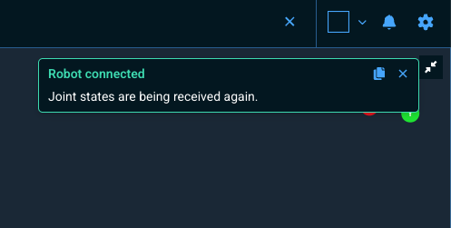 Robot connected toast confirming reconnection