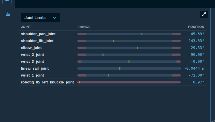 Joint states monitor example pane showing live joint positions