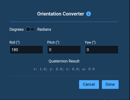 Orientation Converter Modal