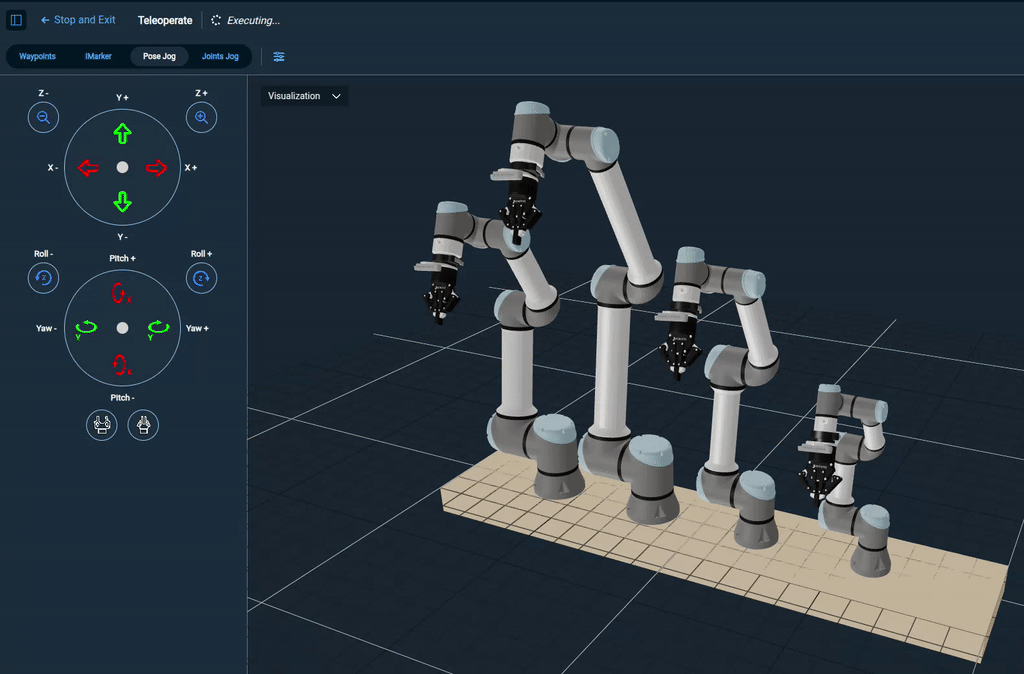 PoseJog in the Multi-arm sim config