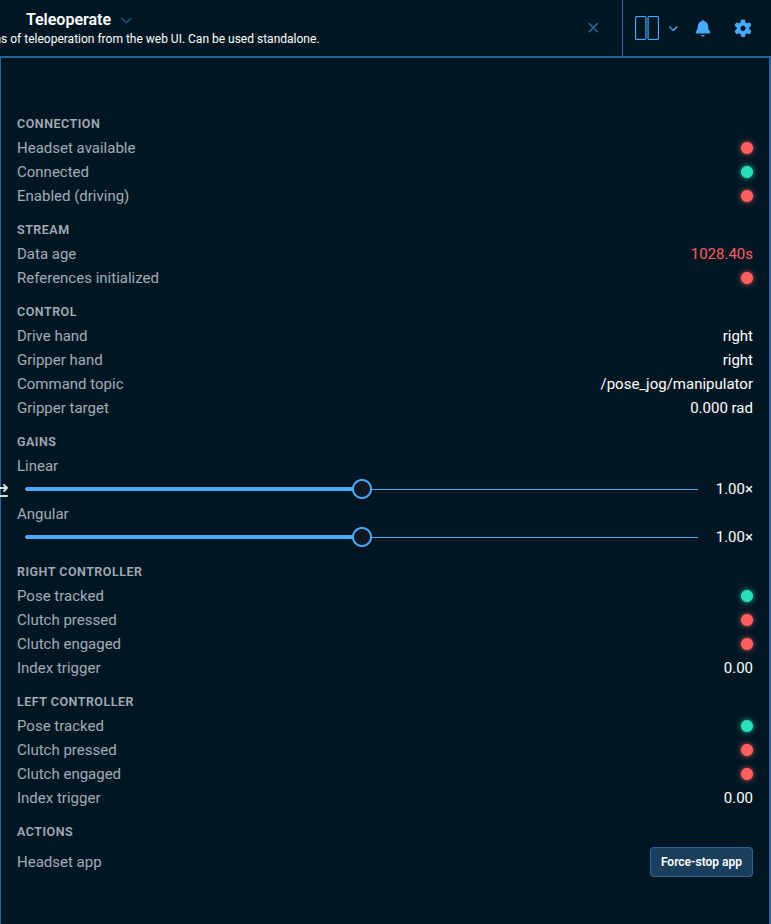 Quest Oculus status pane