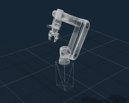 The robot's collision geometry overlaid in the 3D Visualizer