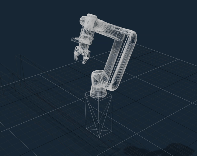 The robot's collision geometry overlaid in the 3D Visualizer