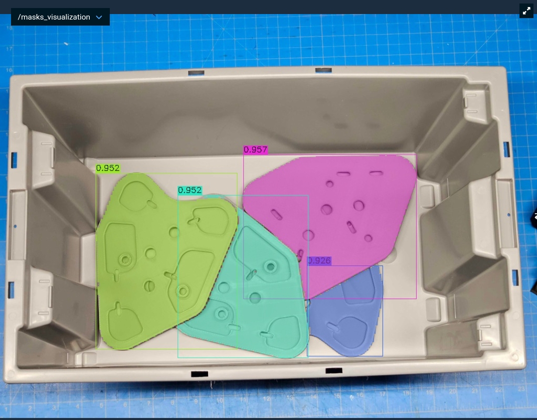 Text prompt segmentation on a parts bin