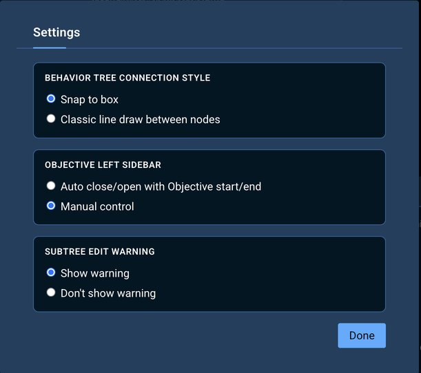 The new MoveIt Pro Settings window