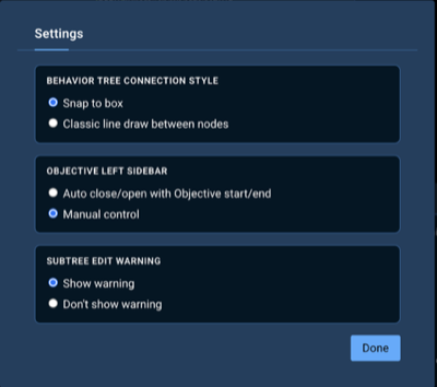 The new MoveIt Pro Settings window